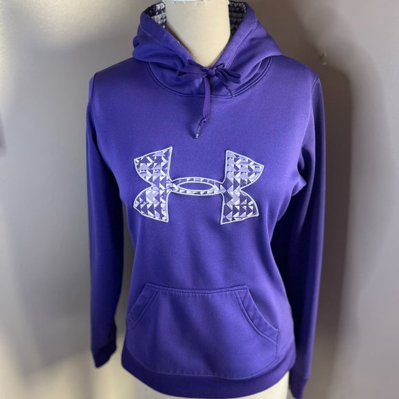 Under Armour Sweaters - Under Armour Semi Fitted Hoodie Pullover Sweater Purple Logo Geometric Medium